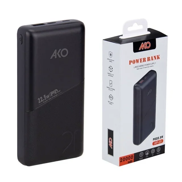 پاوربانک آکو مدل AP-08 با ظرفیت 20000 میلی آمپر ساعت